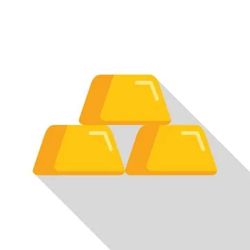 Three gold bars forming a pyramid with long shadow Stock Illustration