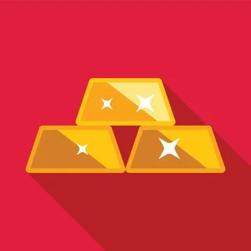Three gold bars stacked on red background representing investment and wealth Stock Illustration