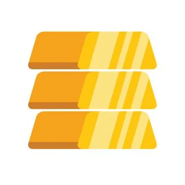 Three gold bars stacked on top of each other Stock Illustration