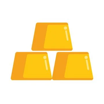 Three gold bars stacked on white background Illustrazione stock
