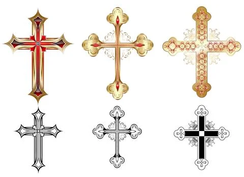 Three gold cross Stock Illustration