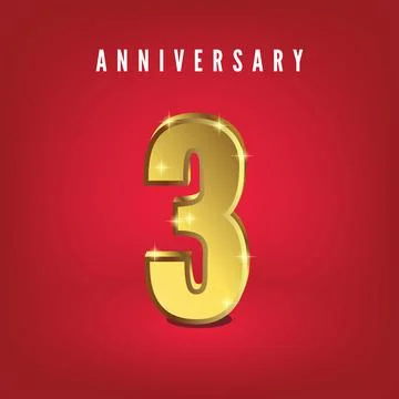 Three gold number with red background Illustrazione stock