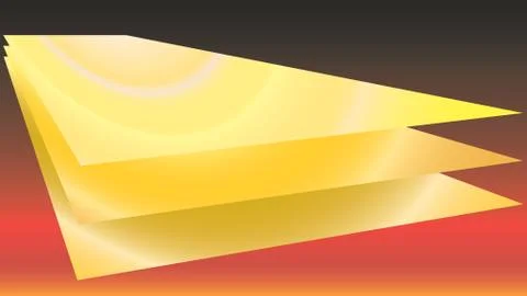 Three gold plate on red background gradient Stock Illustration