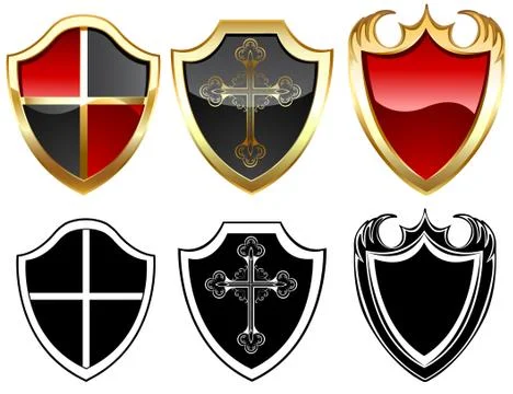 Three gold shield. Stock Illustration