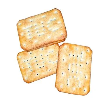 Three Golden Brown Rectangular Crispy Crackers with Salt Stock-Fotos