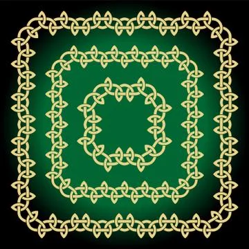 Three golden celtic frames on a dark background.on a dark background Stock Illustration