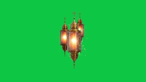 Three golden Ramadan lanterns or Arabic lanterns. Stock Footage 328461076
