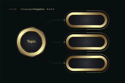 Three golden steps banner, template infographic and Luxury circle in golden.. Stock Illustration