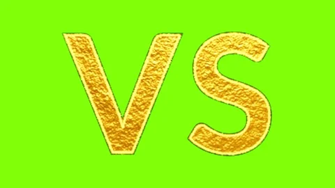 Three golden versus text labels repeating against a bright solid vibrant green Stock-Footage 346121256