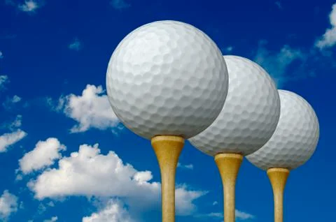 Three Golf Balls &amp; Tees 스톡 사진