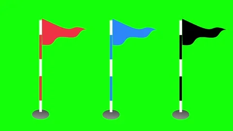 Three Golf Flags Waving Green Screen Animated Background Video stock 342608472