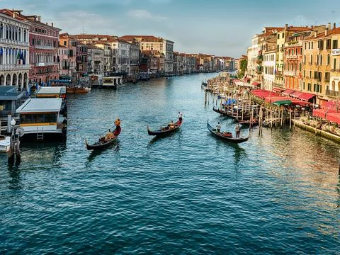 Three Gondolas In Venice Foto stock