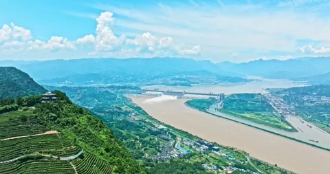 Three Gorges Dam Hero Shot 4K Stock Footage 335564142