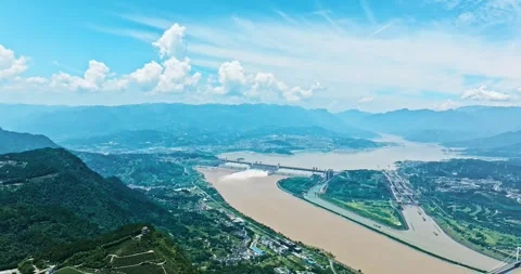 Three Gorges Dam Overhead 4K Stock Footage 335563791