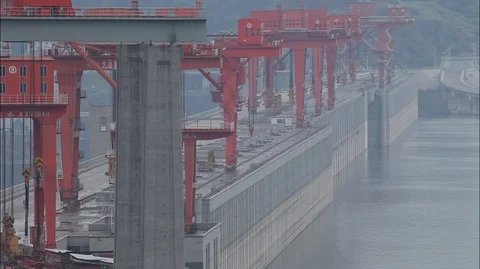 The Three Gorges Dam Project, Engineering In China Stock Footage 107538036