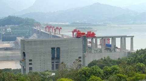 Three gorges dam top side, Yichang, China Stock Footage 65501617