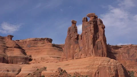 The Three Gossips in Arches National Park at Moab, Utah. Exclusive. Video stock 253669953