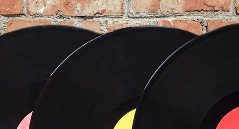 Three gramophone records Stock Photos