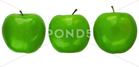 Three Granny Smith apples Stock Illustration