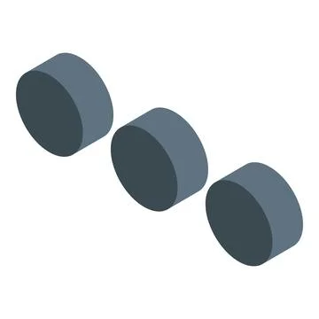 Three gray cylinders creating diagonal line isometric projection Stock Illustration