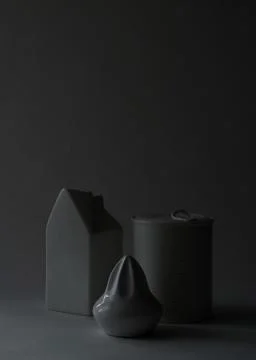 Three gray objects, studio shot Foto stock