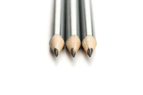 Three  gray triangular pencil isolated.on white background Stock Photos