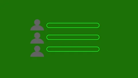 Three Gray User Icons Next to Green List Items on a Solid Green Background .. Stock Footage 321585761