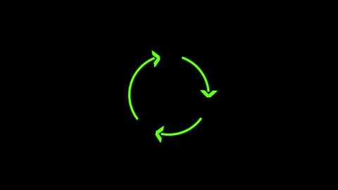 Three green arrows forming a circular recycling symbol on black. Green arro.. Stock Footage 337130980
