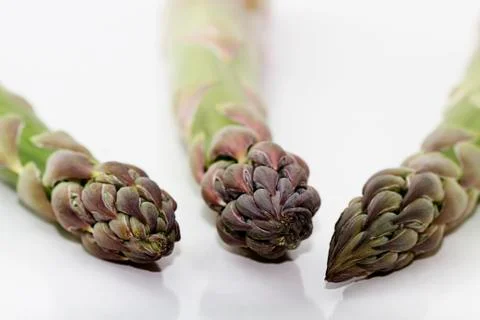 Three green asparagus tips Stock Photos