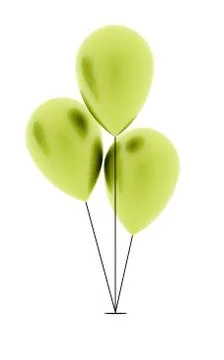 Three green balloons rendered isolated on white background Stock Illustration