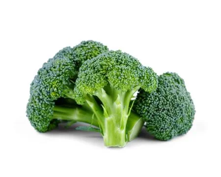 Three green broccoli isolated on white background Stock Photos