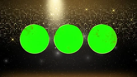 Three Green Circles Displaying Over A Sparkling Gold Background With A Video stock 338424300