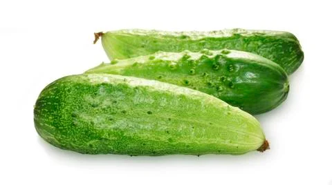 Three green cucumbers Stock Photos