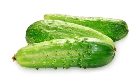 Three green cucumbers Foto stock