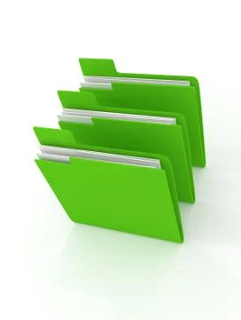 Three green folder 3d rendering Stock Illustration