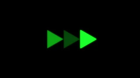Three green forward arrows in a row on black background animation, three gr.. Stock Footage 334123810