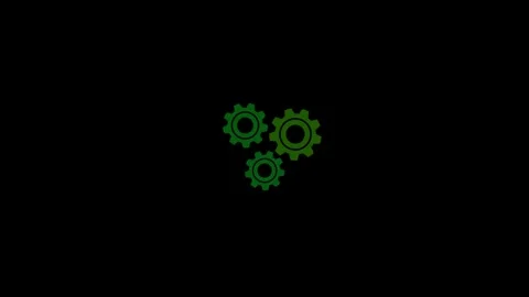 Three Green Interlocking Gears on a animation Black Background mechanism ma.. Stock Footage 321854653