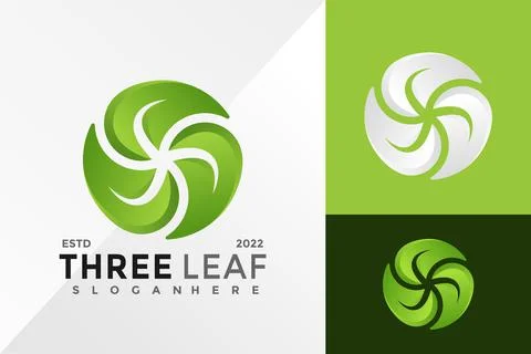 Three Green Leaf Logo Design Vector illustration template Stock Illustration