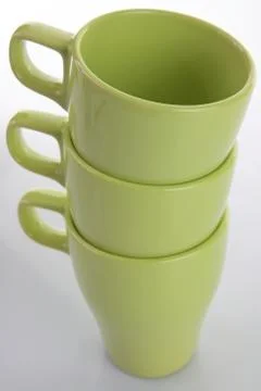 Three green mugs Stock Photos