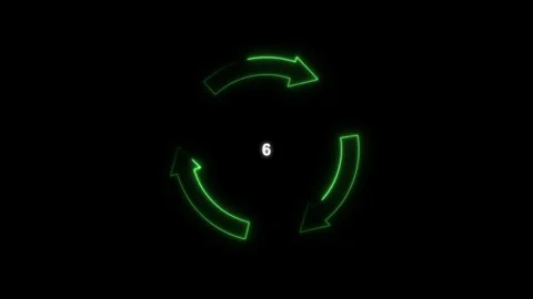 Three green neon arrows forming recycling symbol. Three green neon arrows r.. Stock Footage 337021688