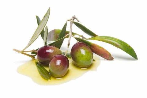 Three green olives. Stock Photos