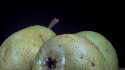 Three green pears rotate Stock Footage 145436490