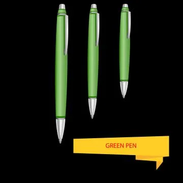 Three green pen on a black Stock Illustration