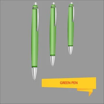 Three green pen on a gray Stock Illustration