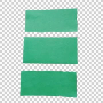 Three green rectangular paper strips for notes and labels Stock Photos
