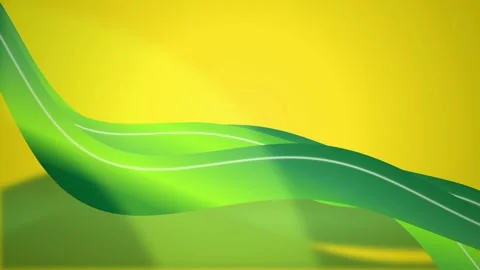 Three green ribbon bands flow across the screen in a seamless loop Stock Footage 342519540