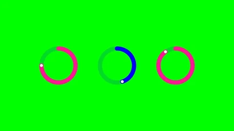 Three green rings with a pink progress segment and white indicator dots 스톡 동영상 340266885