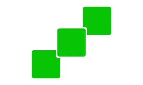 Three green rounded squares arranged in an ascending diagonal pattern Stock Illustration
