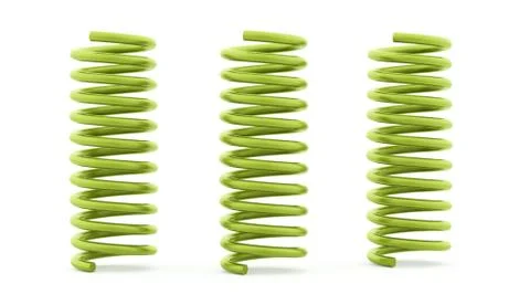 Three green spirals rendered and isolated on white background Stock Illustration