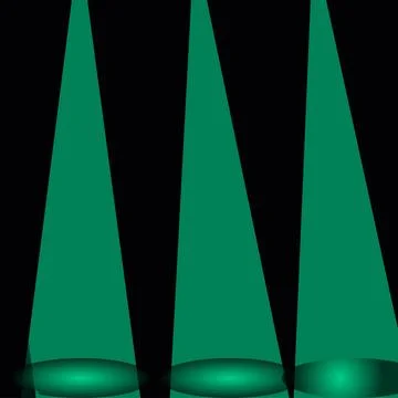 Three Green Spotlight Beams Illuminating a Dark Stage Digital Illustration Vi Stock Illustration